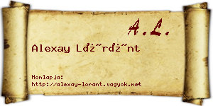 Alexay Lóránt névjegykártya